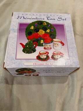 Chadwick Miller Christmas Miniature Tea Set Hand Painted Santa Mrs. Claus 1996